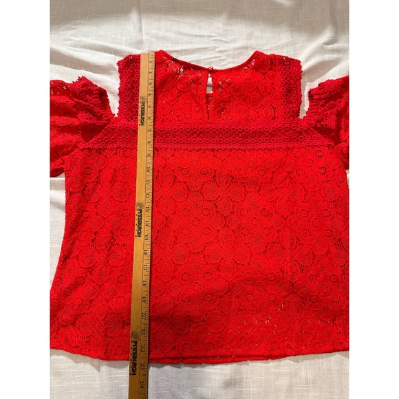 Project Runway Red Crochet top cold shoulder-XL - Picture 8 of 12